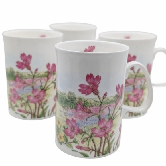 Dunoon Red Campion Fine China 10 Oz Mug Set English Wildflowers Jane Fern - Picture 3 of 12